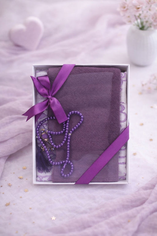 Luxury Prayer Gift Set with Hijab, Janamaz & Pearl Tasbih – Elegant Islamic Gift Box