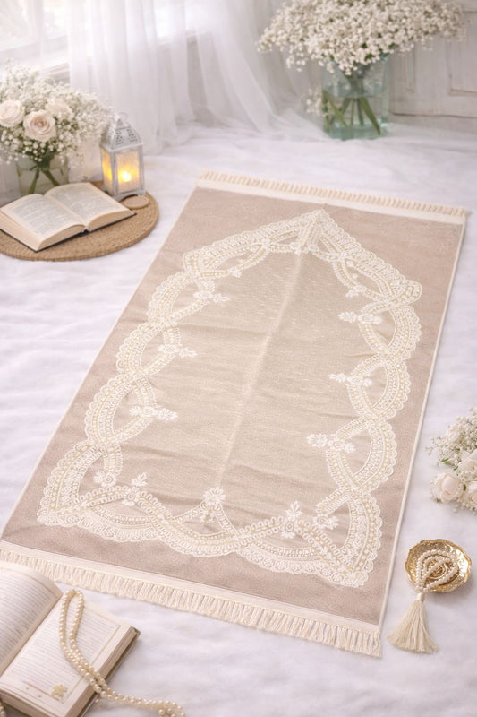 Gold Floral Janamaz (Prayer Mat) - Made in Turkey