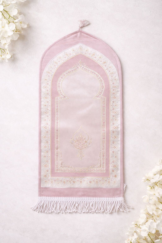 Rose Pink Kids Prayer Mat – Premium Embroidered Salah Rug