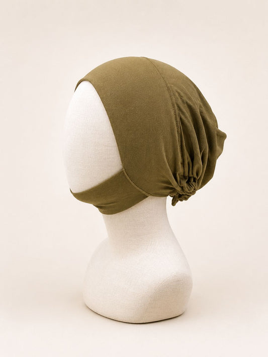 Cover Chin Adjustable Hijab Cap - Khakhi