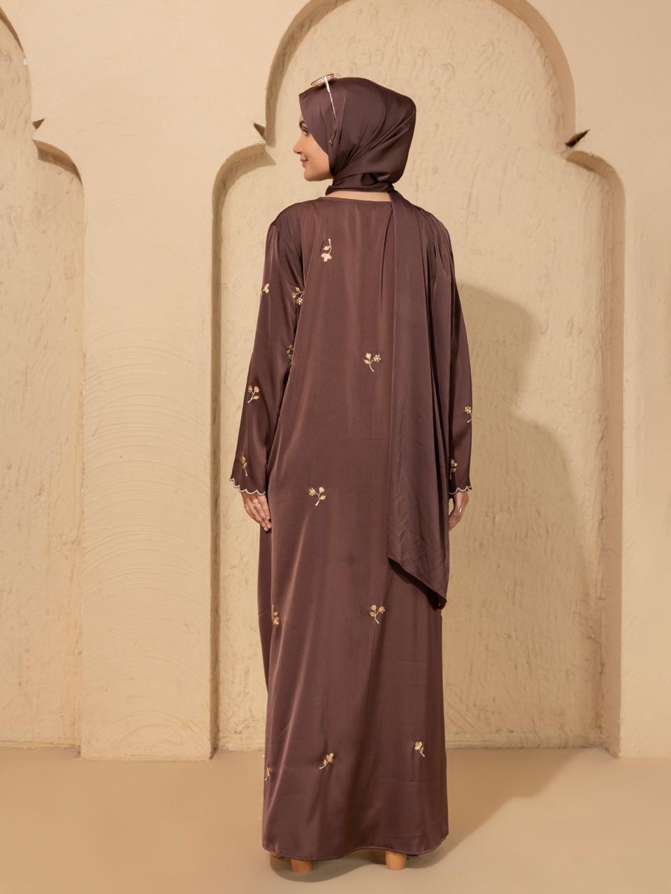 Embroidered Brown Abaya