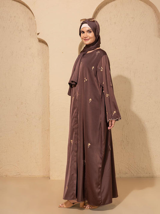 Embroidered Brown Abaya