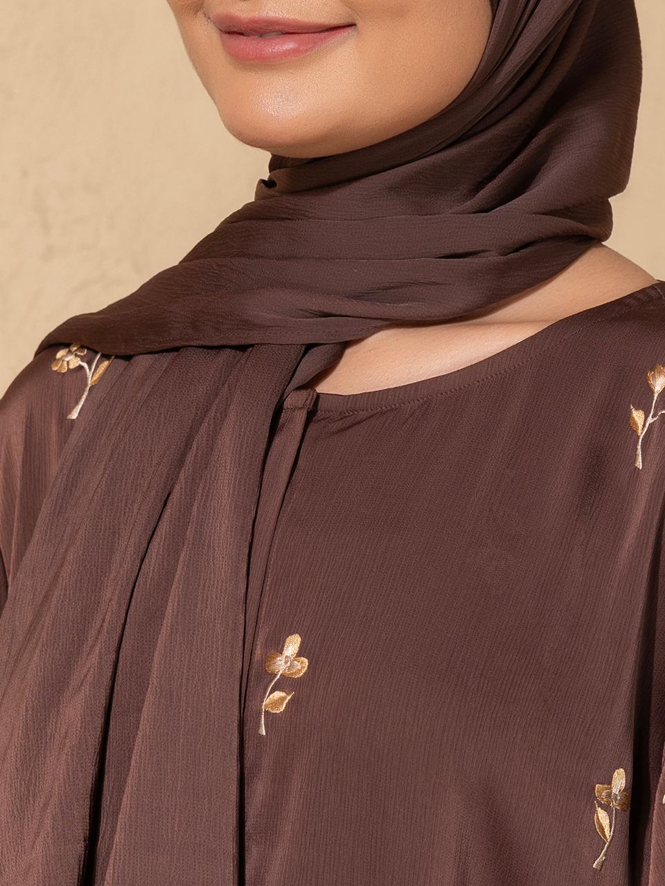 Embroidered Brown Abaya