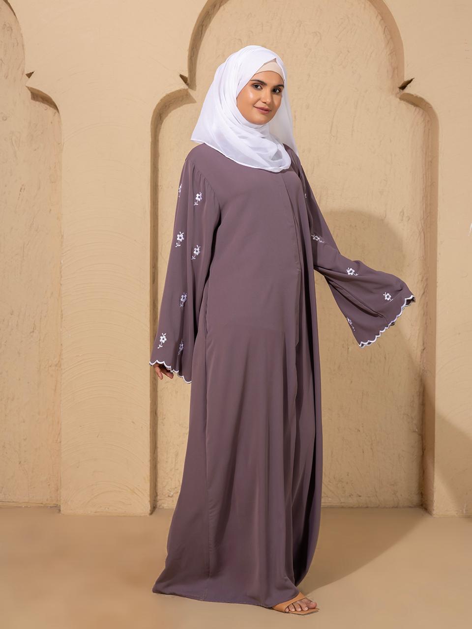 Embroidered Dusty Mauve Abaya