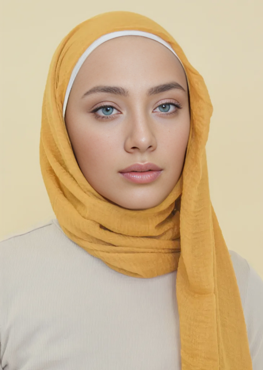 Cotton Crinkle Hijab - Mustard