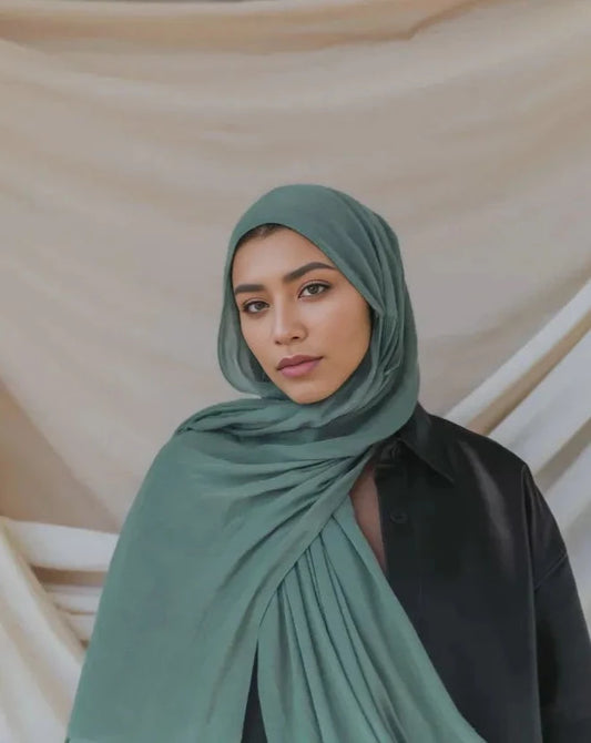 Premium Cotton Hijab - Aqua Green