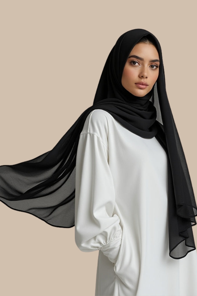 Premium black chiffon hijab for Muslim women – Mawdeest
