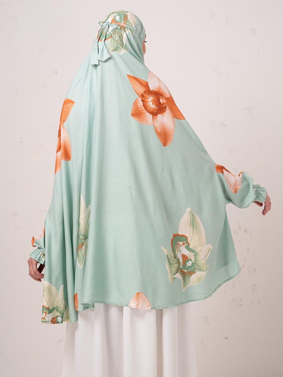 Blue floral namaz dupatta for Muslim women soft breathable modest Islamic prayer scarf lightweight daily wear by Mawdeest India