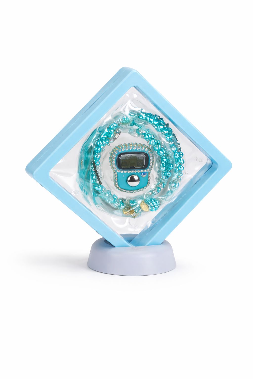 Blue premium tasbih gift box with digital counter Islamic prayer beads gift set India
