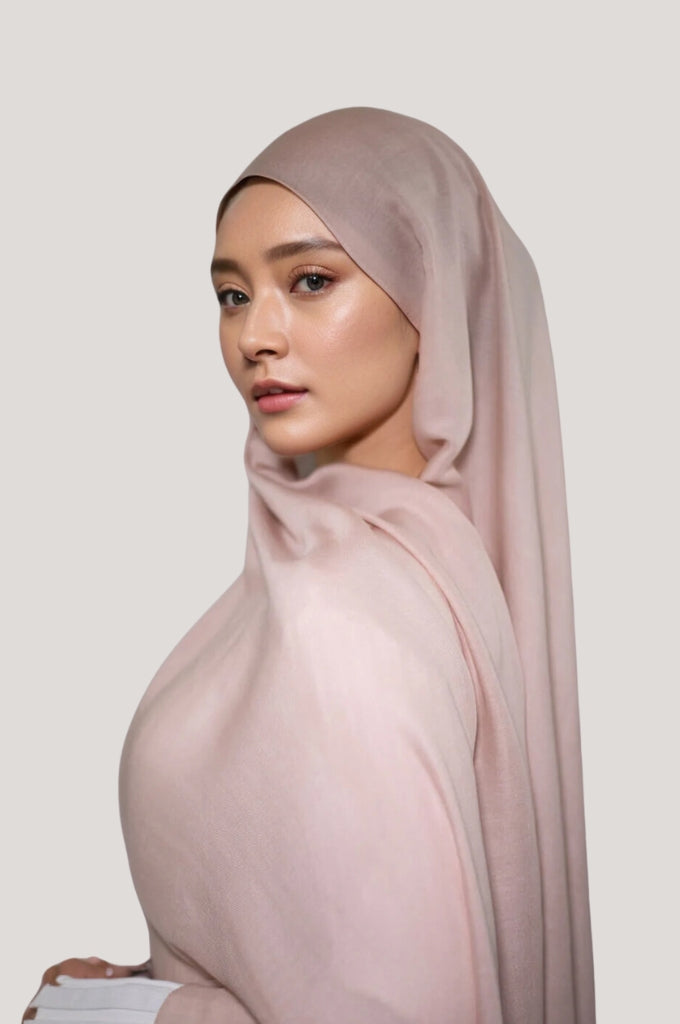 Blush pink modal hijab for women – soft breathable lightweight modest scarf Mawdeest India
