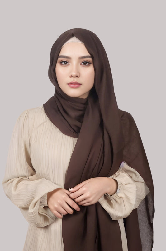 brown cotton hijab shop online India premium soft breathable modest scarf for women – Mawdeest