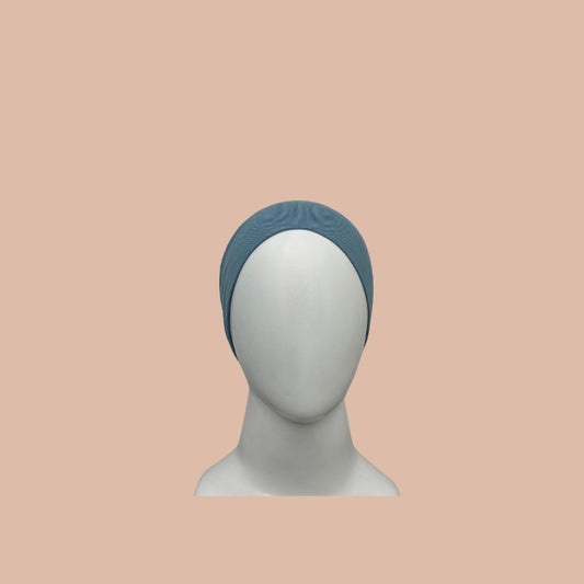 Premium blue tie back hijab cap for modest wear and comfortable everyday hijab styling in India by Mawdeest
