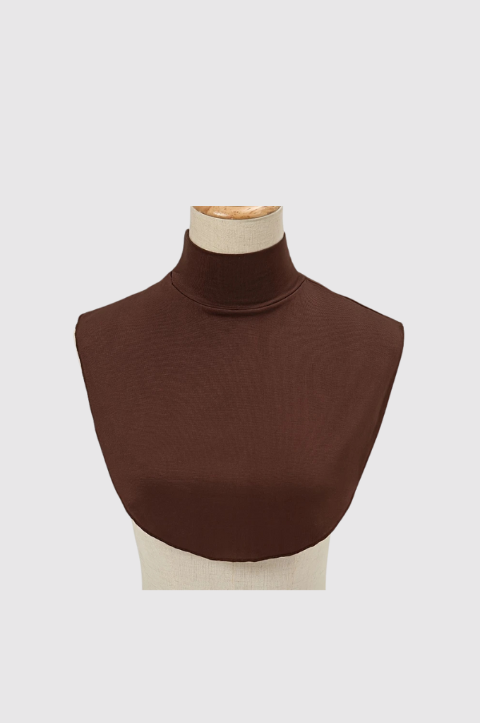 Coffee brown turtleneck hijab neck cover for modest hijabi outfits breathable layering and full neck coverage in India by Mawdeest