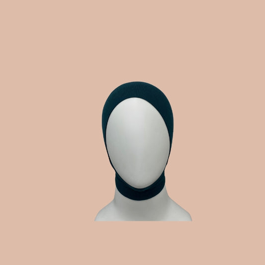 Green cover chin adjustable hijab cap for comfortable modest styling and secure hijab wear in India by Mawdeest