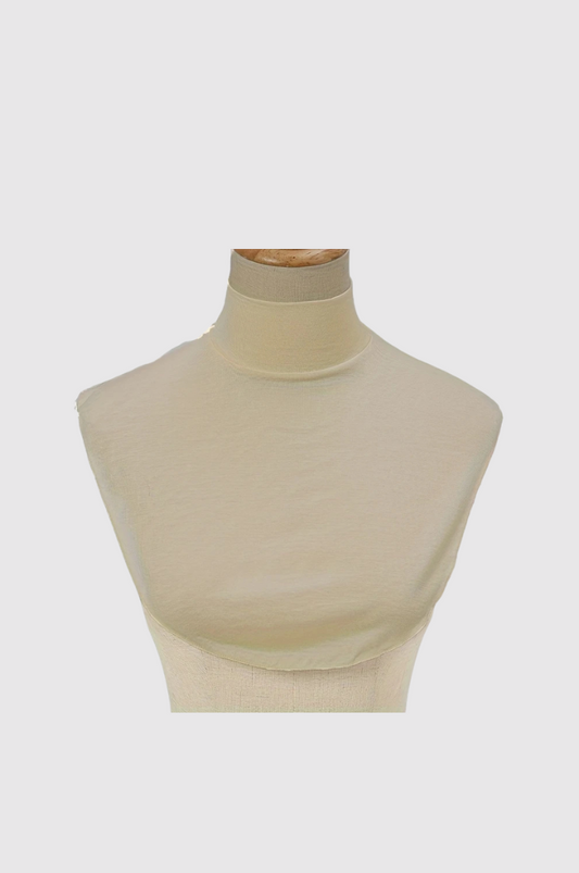 Light khaki turtleneck neck cover for hijabis looking for modest layering full neck coverage and elegant styling in India
