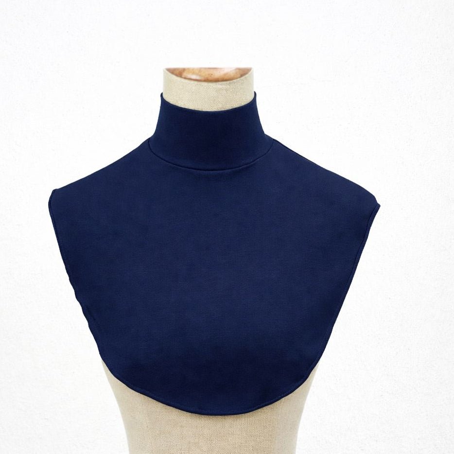 Premium navy blue turtleneck hijab neck cover for modest hijabi fashion breathable layering and full neck coverage in India
