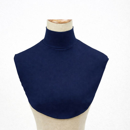 Premium navy blue turtleneck hijab neck cover for modest hijabi fashion breathable layering and full neck coverage in India
