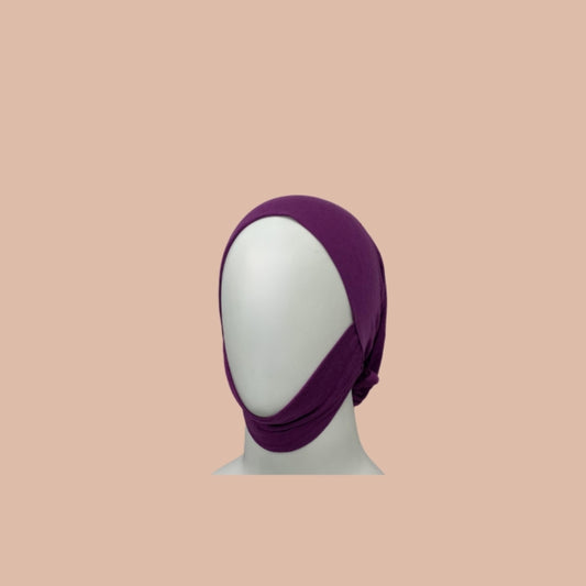 Purple cover chin adjustable hijab cap for breathable modest wear and secure hijab styling in India
