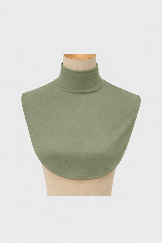 Elegant sage green turtleneck hijab neck cover for hijabis modest wear full neck coverage and layered styling in India by Mawdeest

