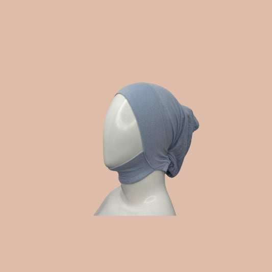 Sky blue cover chin adjustable hijab cap for elegant modest fashion and daily wear in India
