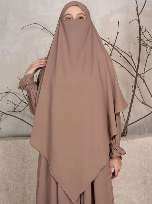 camel brown abaya with khimar women buy online India premium modest wear
