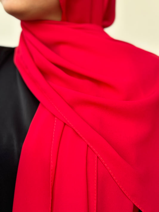 Order cherry red medina silk hijab online India opaque chiffon non transparent soft elegant modest scarf – Mawdeest
