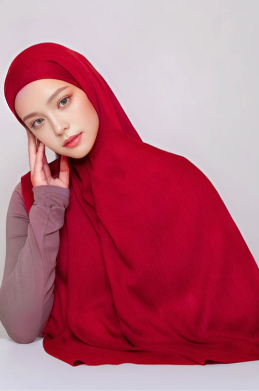 Cherry red modal hijab for women – premium breathable soft modest scarf Mawdeest India
