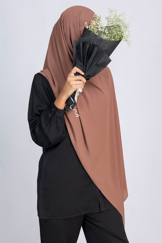  coffee chiffon hijab for women by Mawdeest