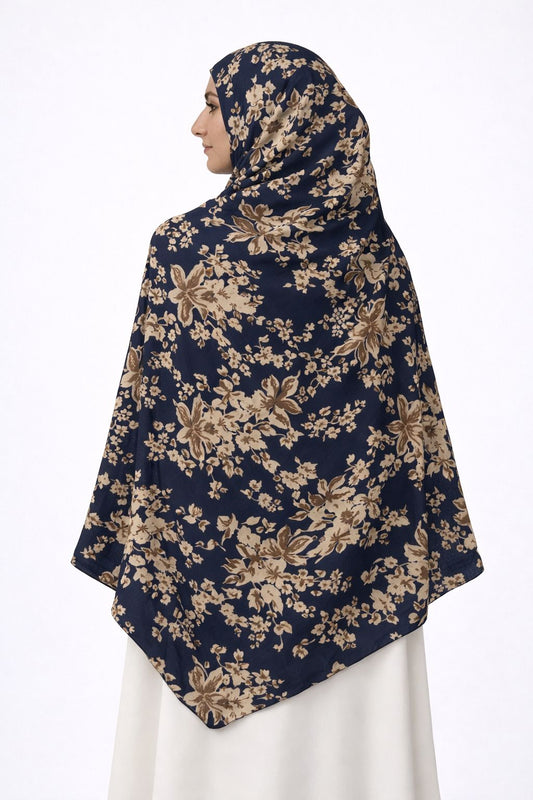 Floral namaz dupatta for women bluish grey viscose rayon prayer hijab soft modest wear India
