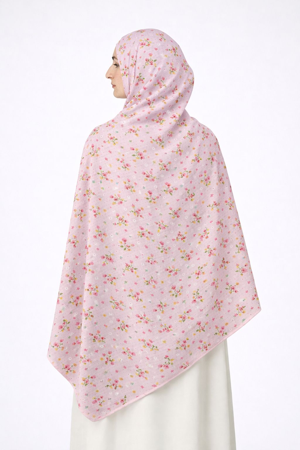 Floral namaz dupatta for women nude pink viscose rayon lightweight prayer dupatta hijab India
