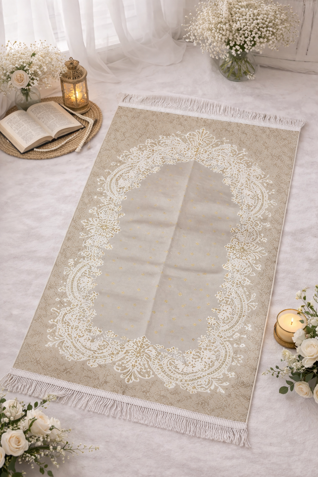 Gold minimal Turkish janamaz prayer mat modern Islamic namaz mat premium soft prayer mat India
