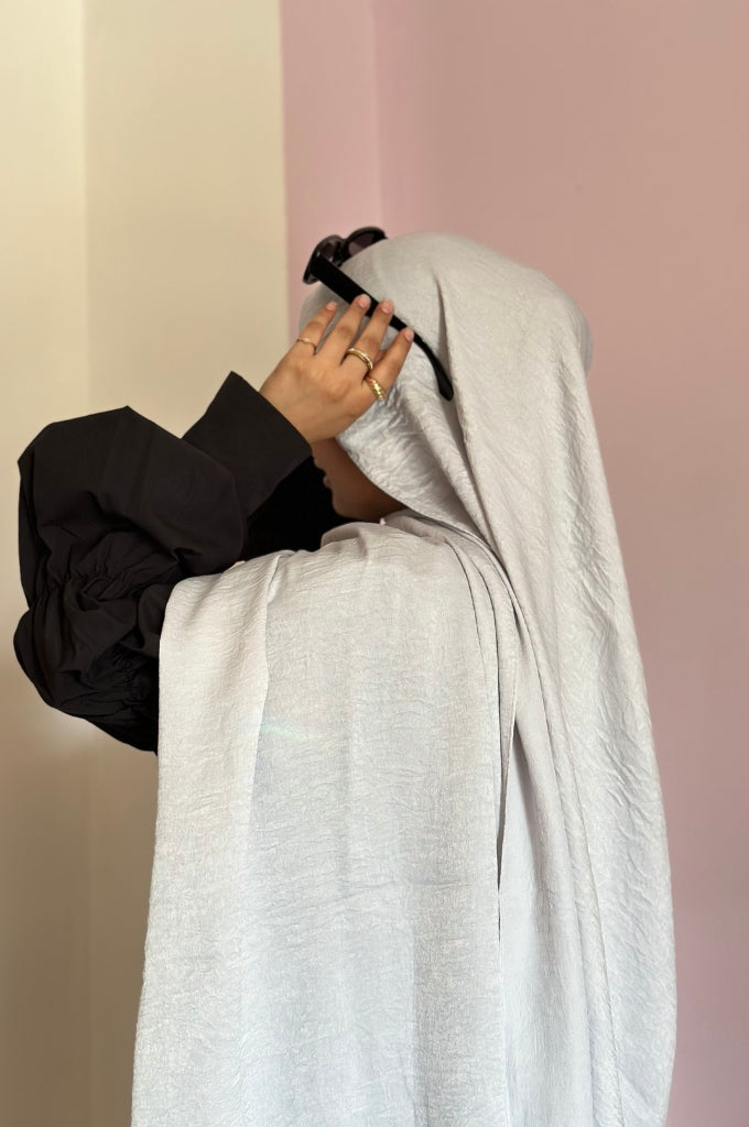 Grey Turkish satin cotton hijab for women India lightweight breathable modest scarf premium Mawdeest