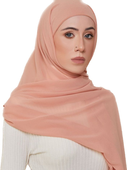 Premium Chiffon Hijab - Peach - Mawdeest 