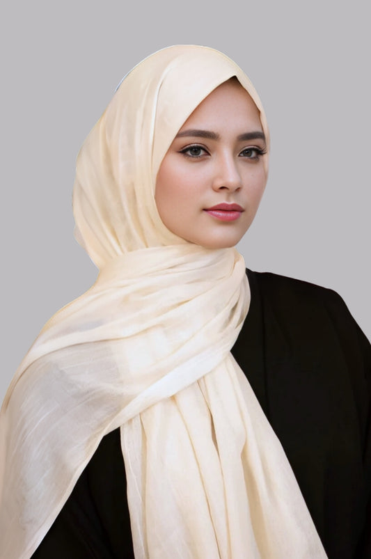 Elegant ivory modal hijab – lightweight breathable premium modest wear scarf Mawdeest India

