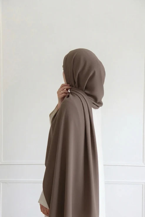 taupe chiffon hijab for women by Mawdeest
