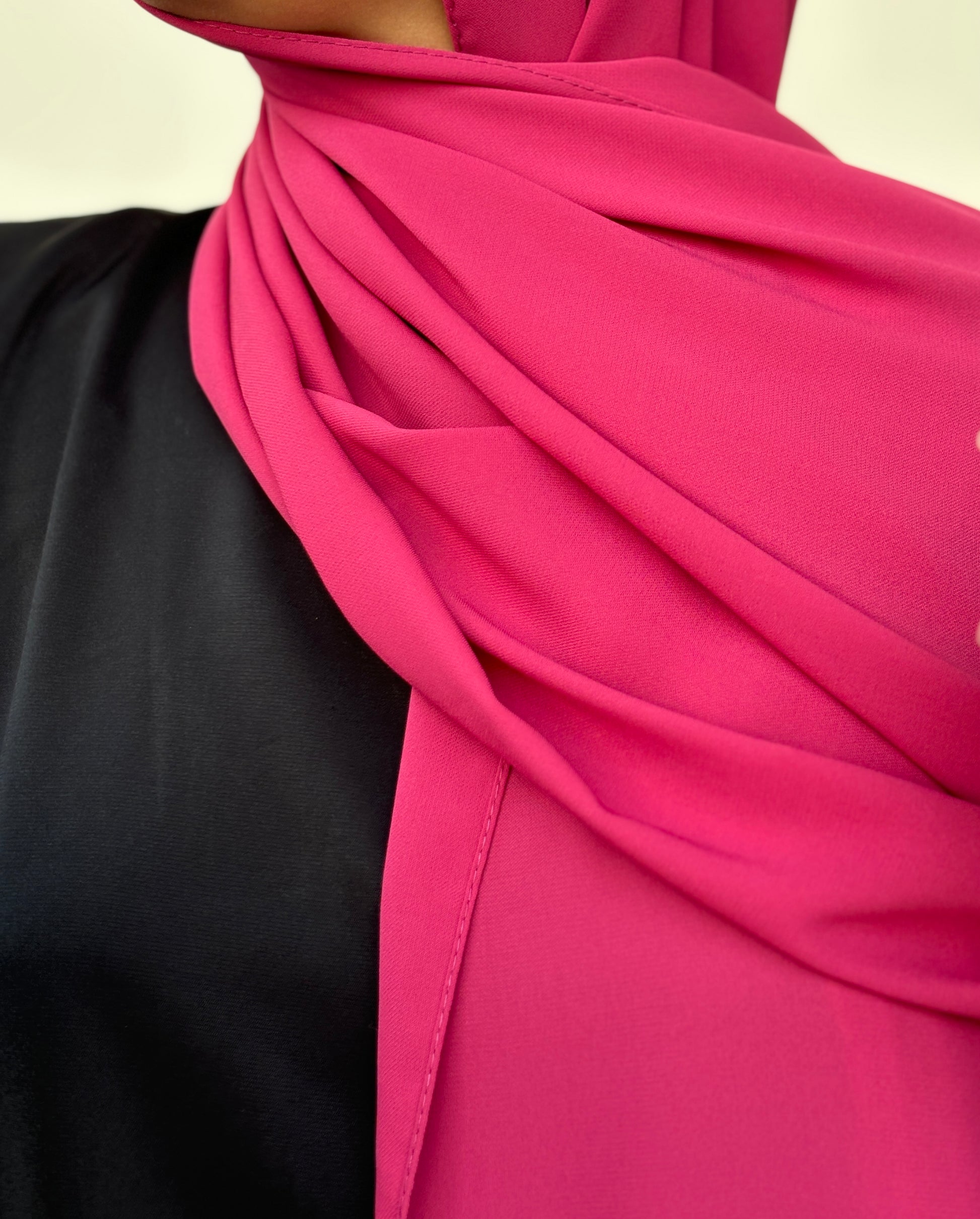 Best magenta pink medina silk hijab for women India opaque chiffon soft breathable non transparent scarf – Mawdeest