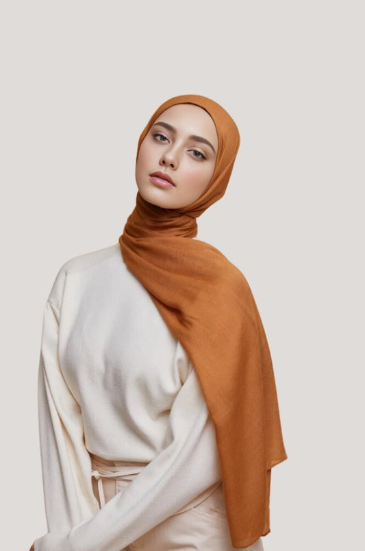 Marigold modal hijab for women – vibrant breathable soft premium modest scarf Mawdeest India

