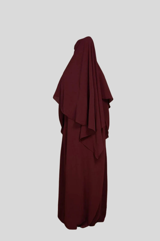maroon abaya with khimar women buy online India premium modest Islamic wear
