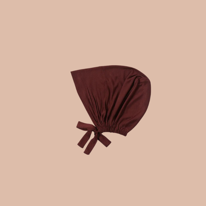 Maroon adjustable hijab cap soft stretch breathable undercap for hijab inner cap women