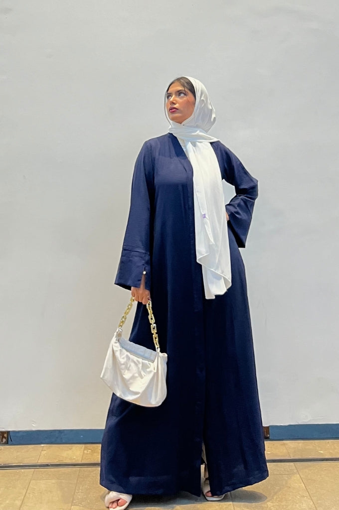 navy blue abaya comfortable breathable fabric daily wear modest fashion India
