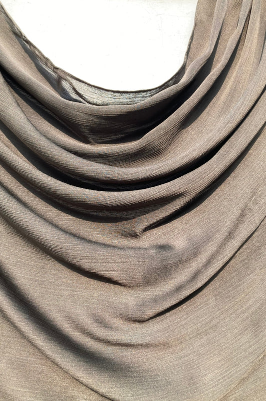 Crinkle Silk Satin Hijab - Olive Green  - Mawdeest 