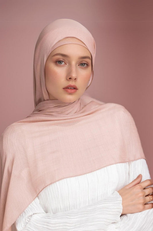 Pale pink modal hijab for women – soft breathable lightweight premium scarf Mawdeest India