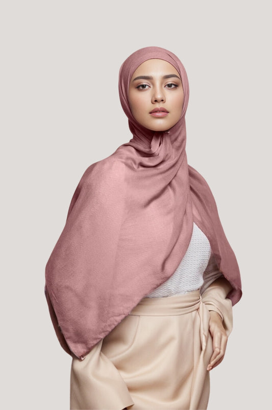Soft pink modal hijab for women – lightweight breathable premium modest scarf Mawdeest India
