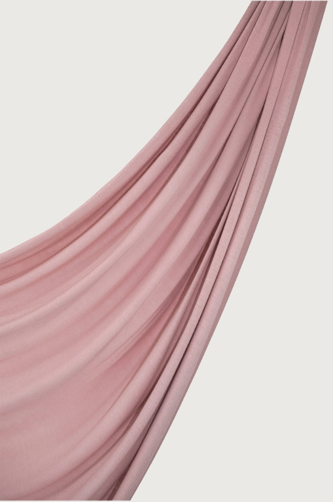 Premium jersey hijab in blush pink, soft breathable stretch modest hijab Mawdeest