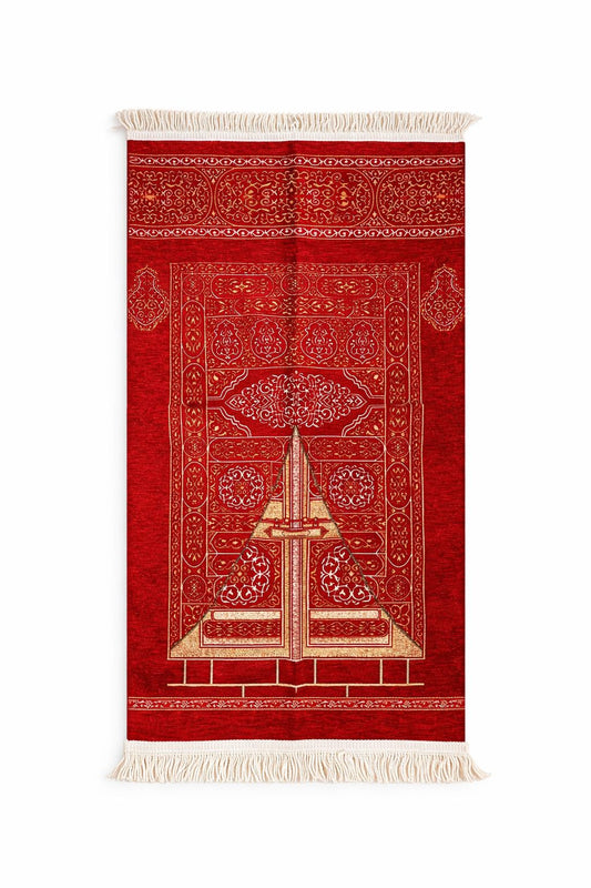 Red Noor lantern Turkish janamaz prayer mat Islamic namaz mat premium soft prayer mat India