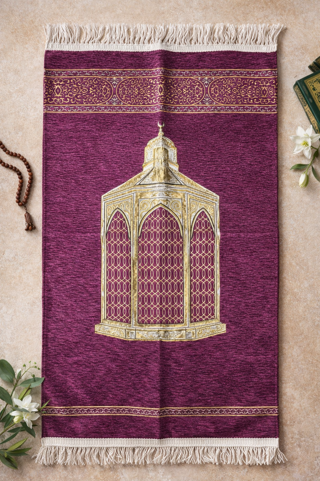 Royal Noor lantern Turkish janamaz prayer mat luxury Islamic namaz mat soft premium prayer mat for home and gifting India

