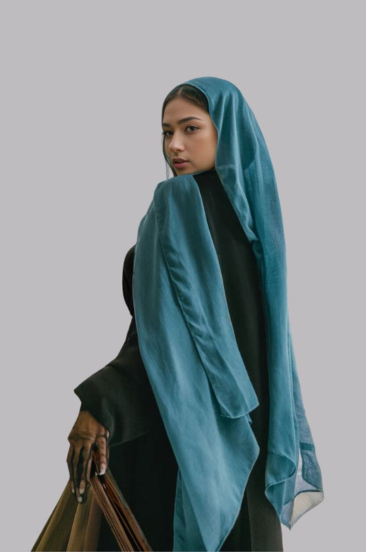 Teal green premium cotton hijab shop online India soft breathable modest wear scarf for women – Mawdeest
