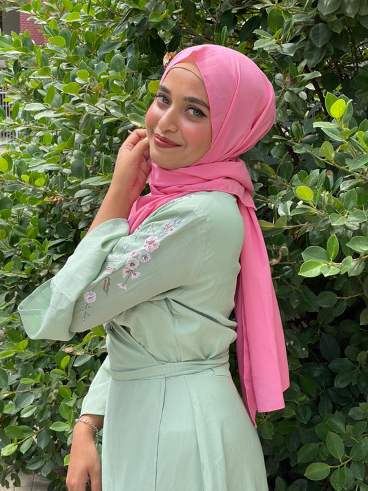 Bright Pink chiffon hijab for women by Mawdeest
 