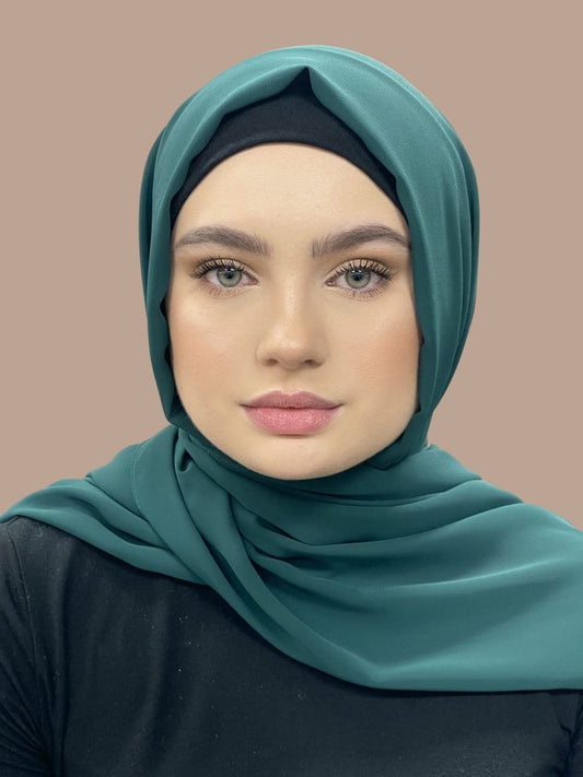  Pine Green chiffon hijab for women by Mawdeest