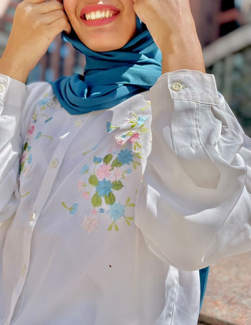 Premium Chiffon Hijab - Sea Blue - Mawdeest 